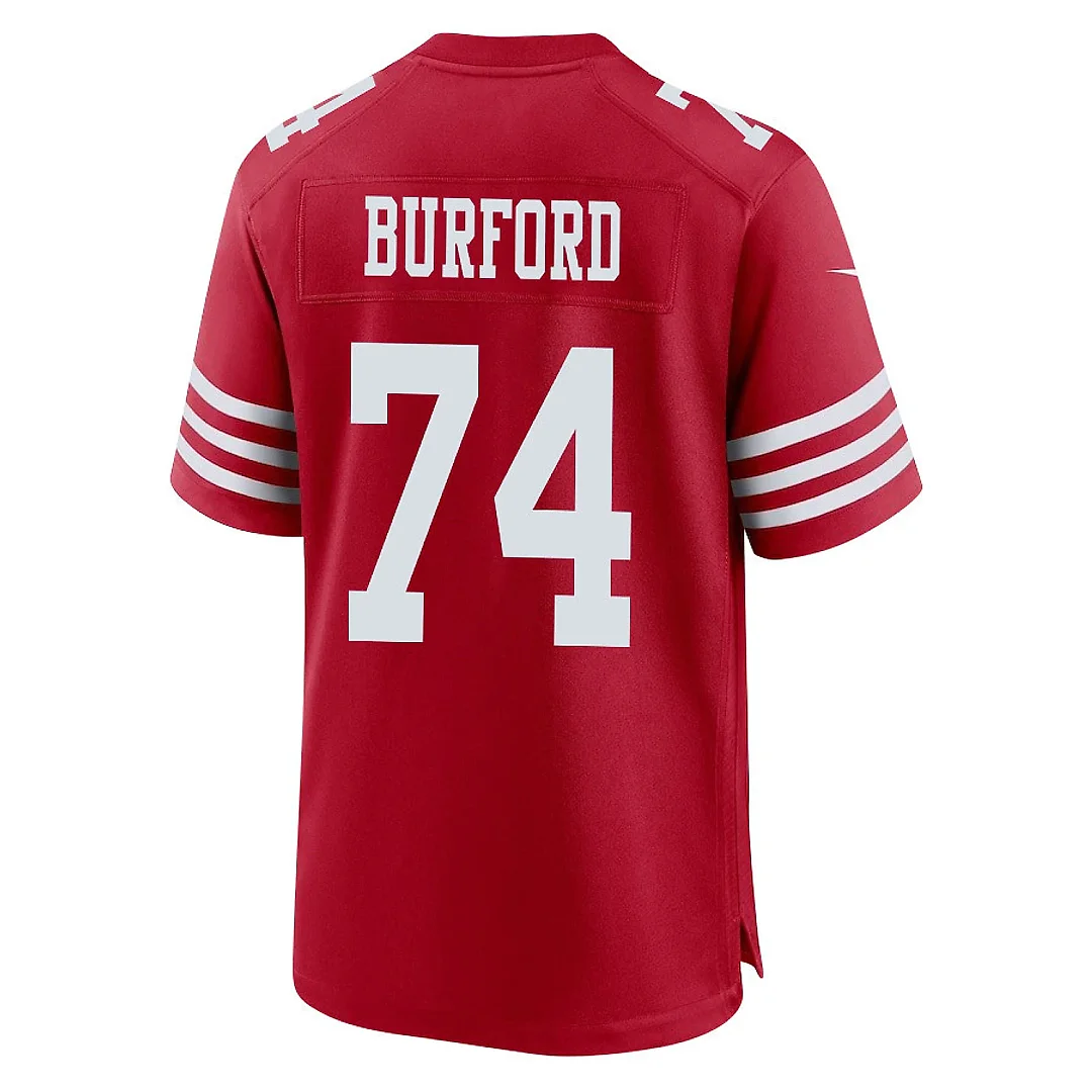 Zennovawear Spencer Burford 74 San Francisco 49ers NFC Champions Patch Game Men Jersey - Scarlet