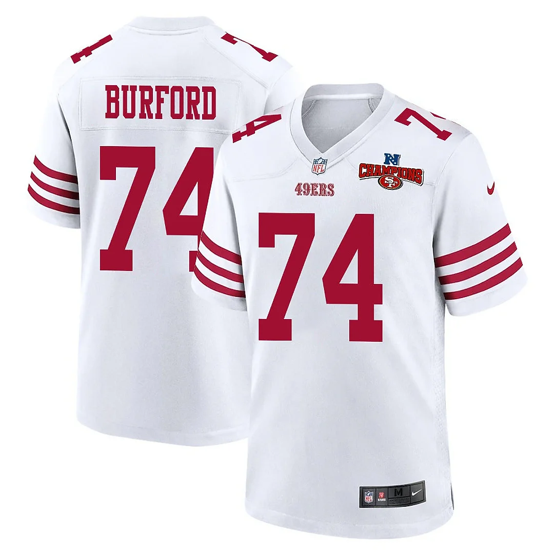 Zennovawear Spencer Burford 74 San Francisco 49ers NFC Champions Patch Game Men Jersey - White