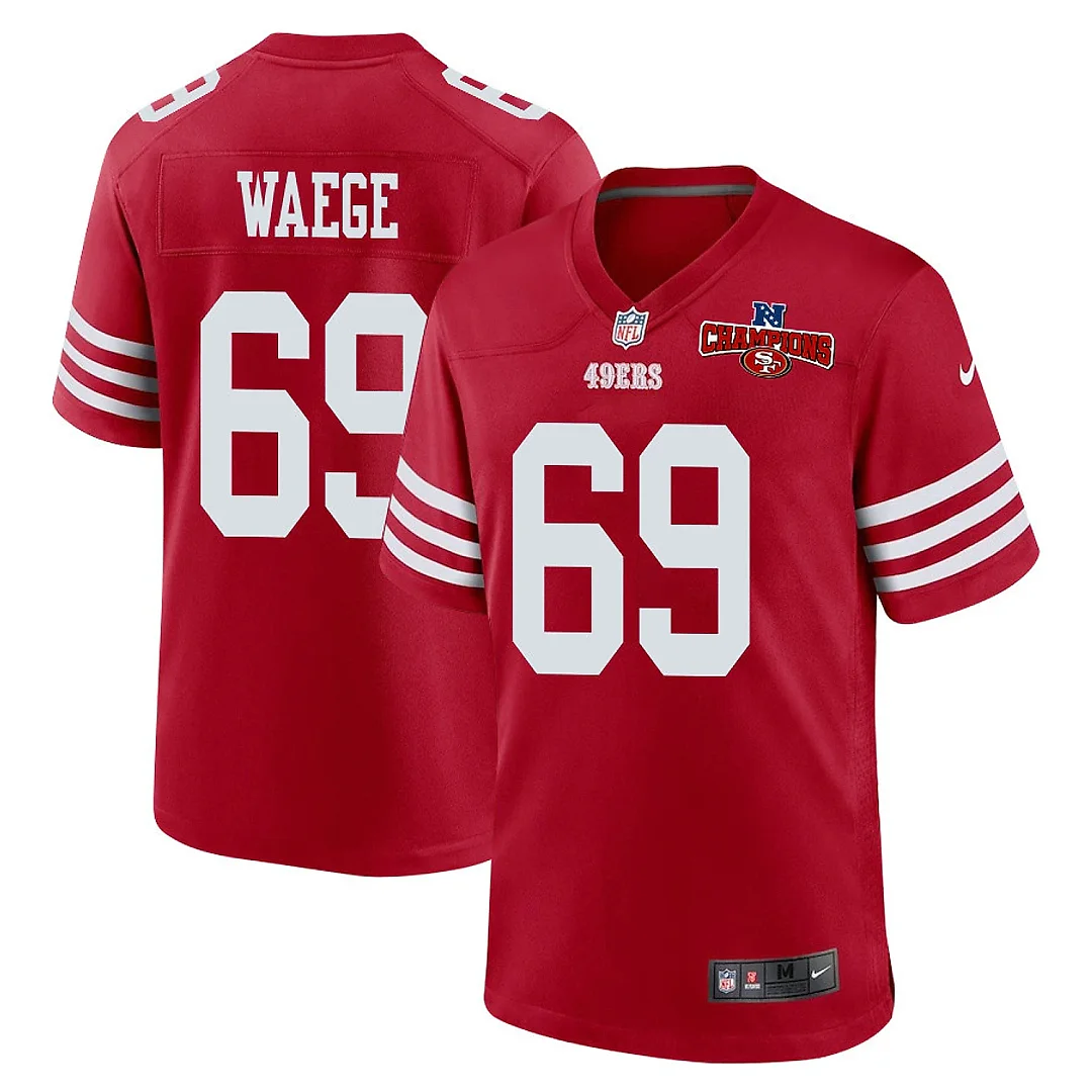 Zennovawear Spencer Waege 69 San Francisco 49ers NFC Champions Patch Game Men Jersey - Scarlet