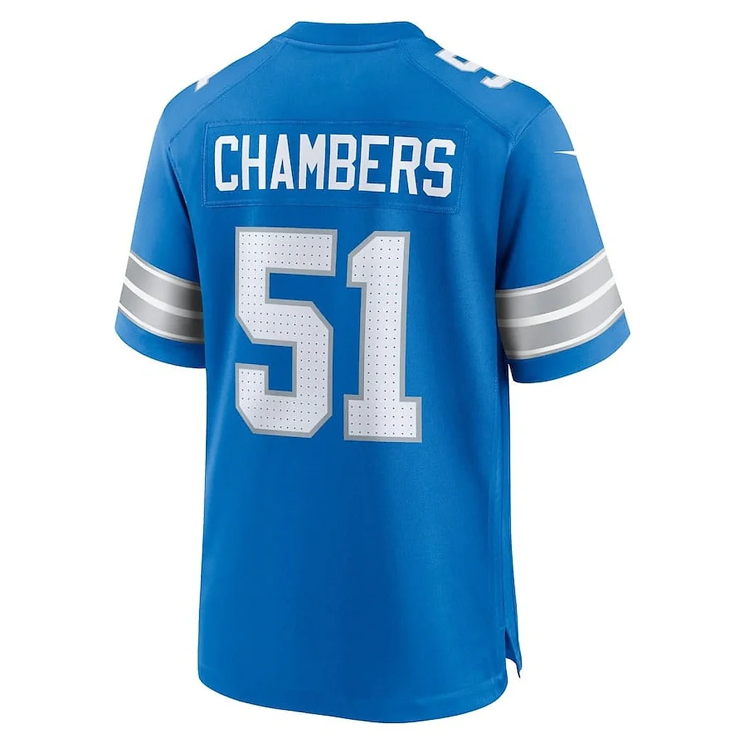 Zennovawear Steele Chambers 51 Detroit Lions Game Men Jersey - Blue