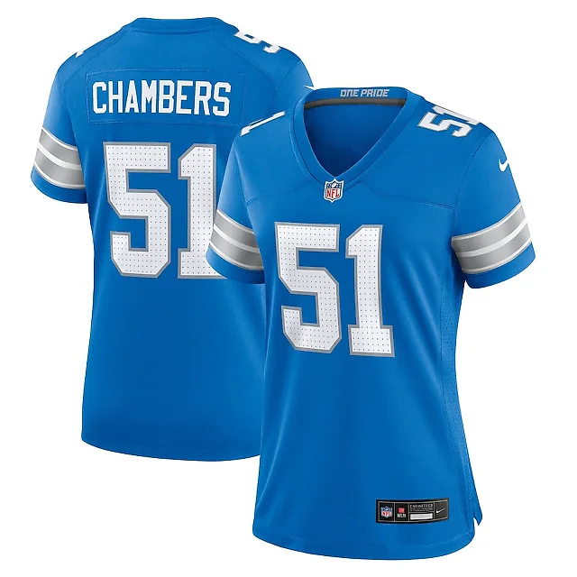 Zennovawear Steele Chambers 51 Detroit Lions Women's Game Jersey - Blue