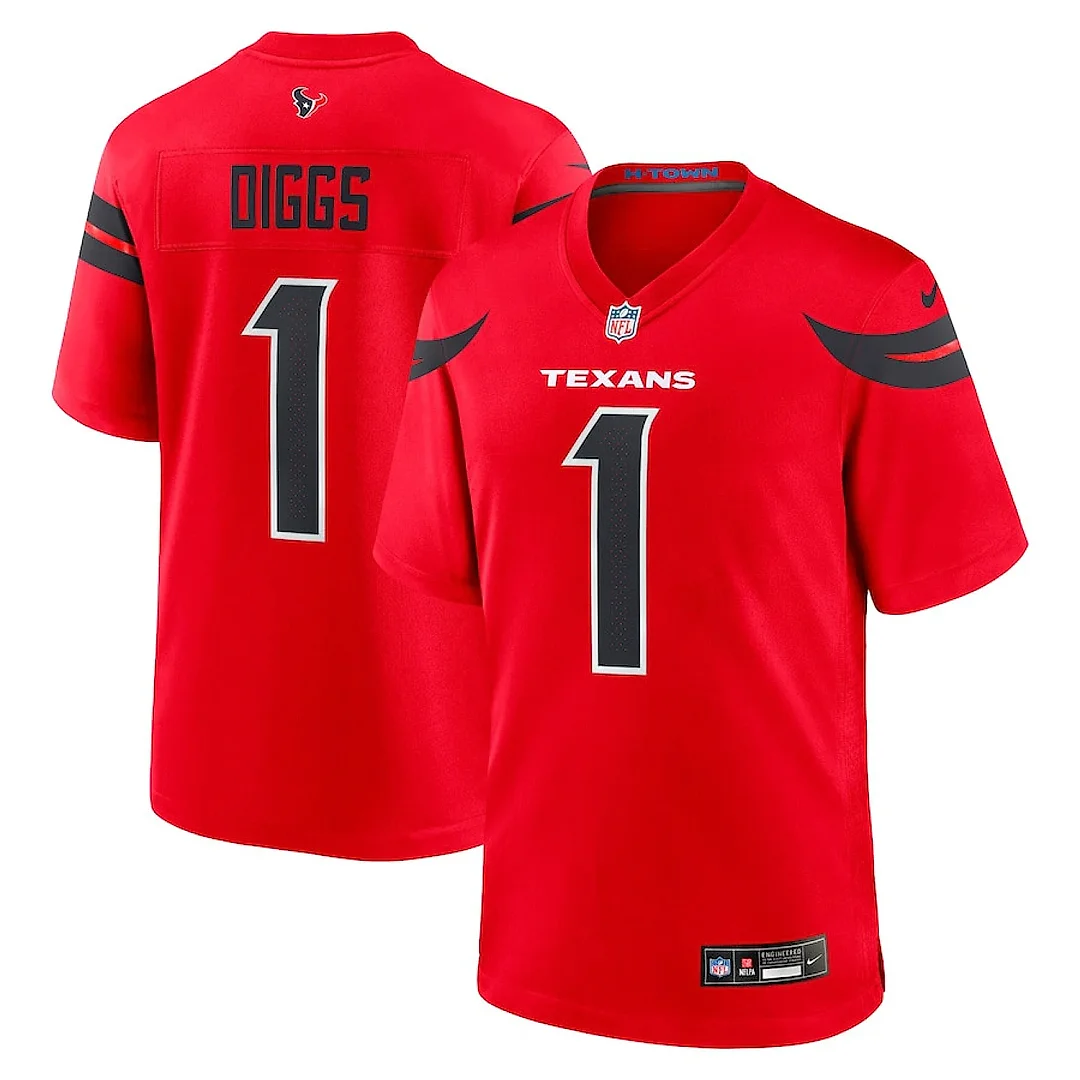 Zennovawear Stefon Diggs 1 Houston Texans Alternate Game Men Jersey - Red