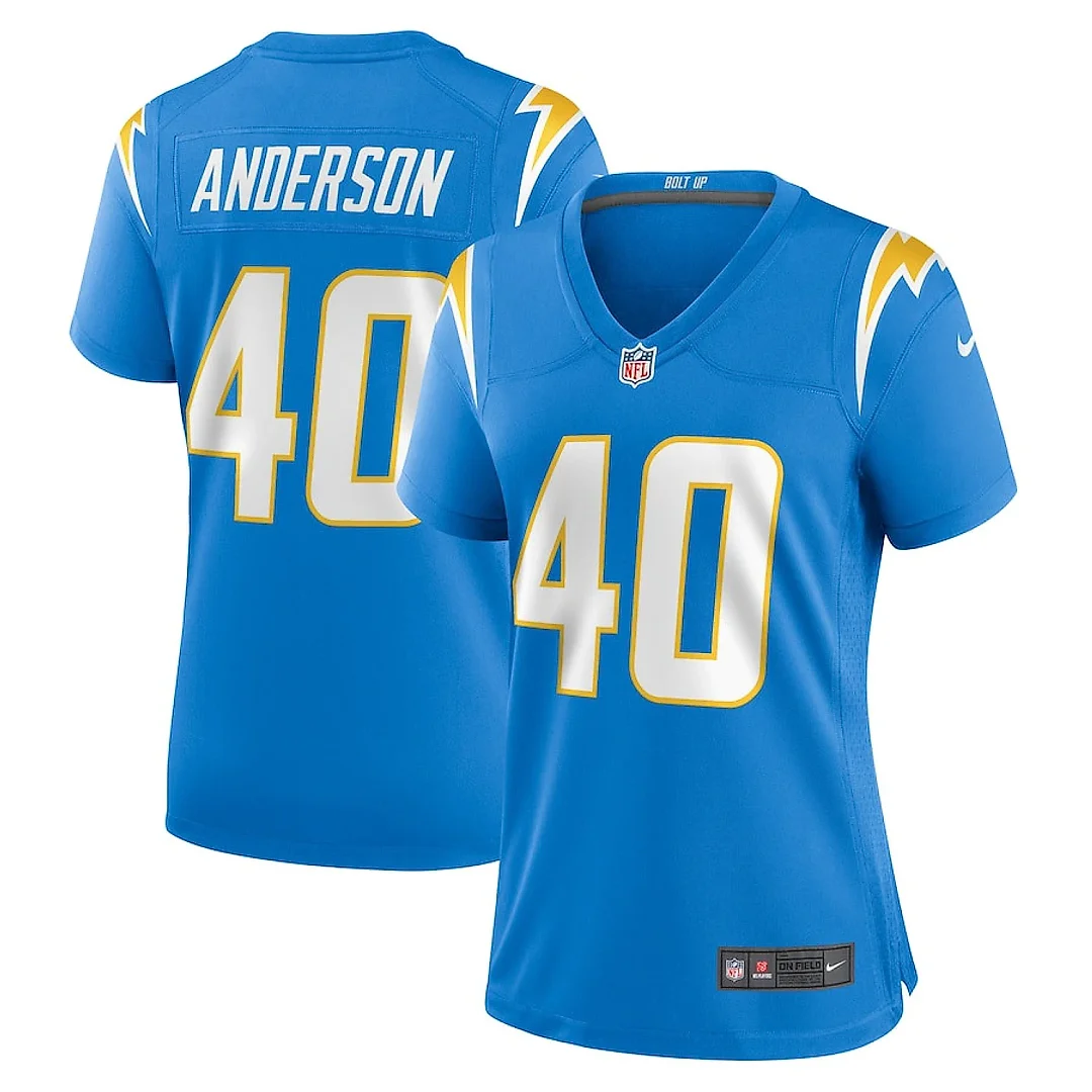 Zennovawear Stephen Anderson 40 Los Angeles Chargers Game Women Jersey - Powder Blue