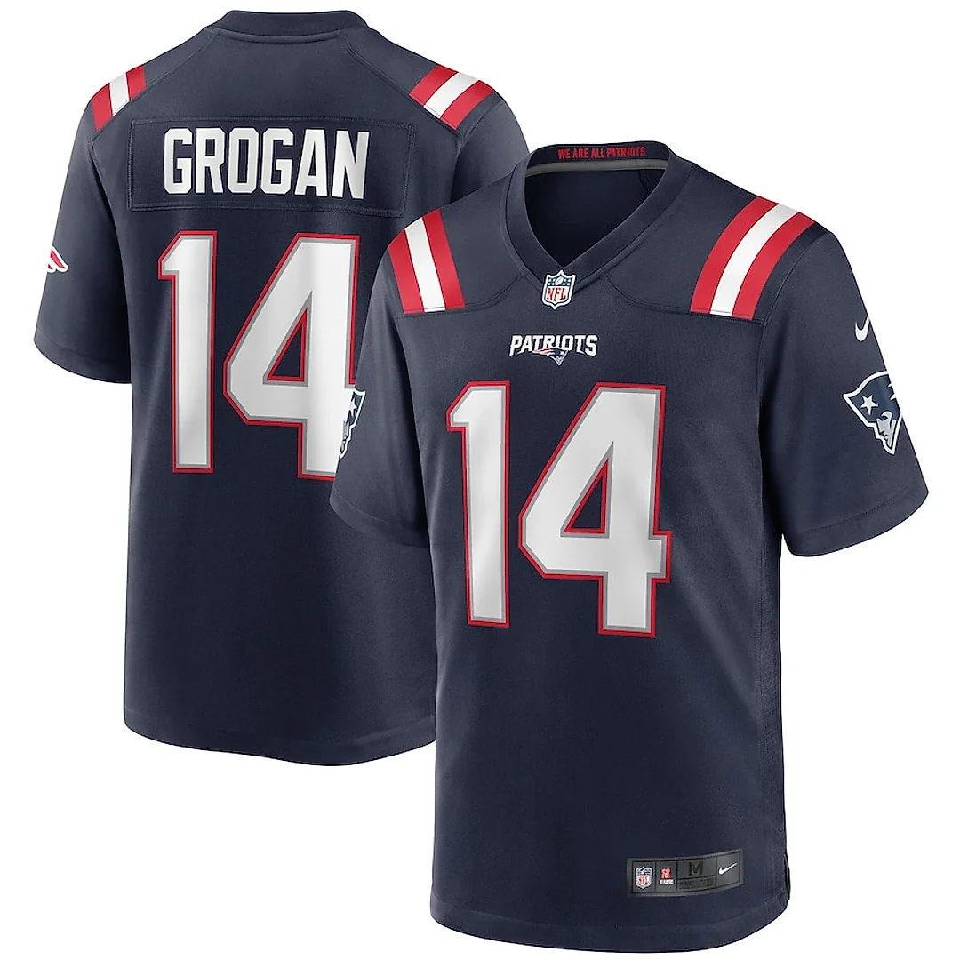 Zennovawear Steve Grogan 14 New England Patriots Men Game Retired Jersey - Navy