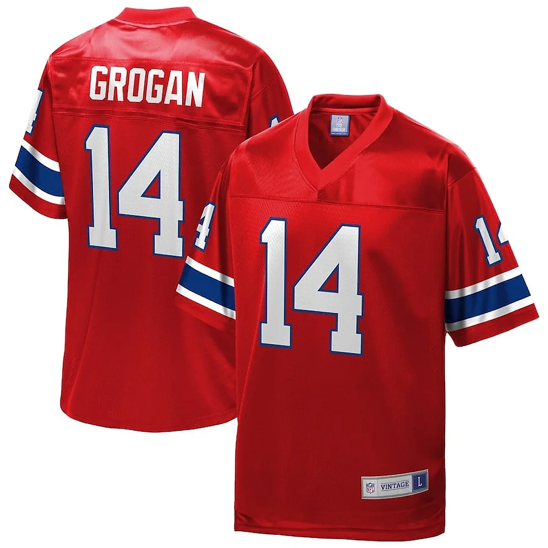 Zennovawear Steve Grogan 14 New England Patriots Pro Line Vintage Men Retired Jersey - Red