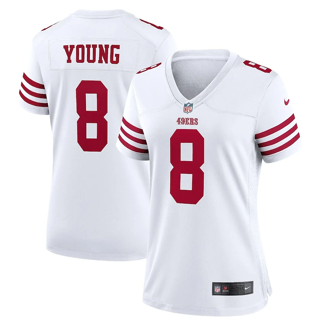 Zennovawear Steve Young 8 San Francisco 49ers Women Retired Game Jersey - White