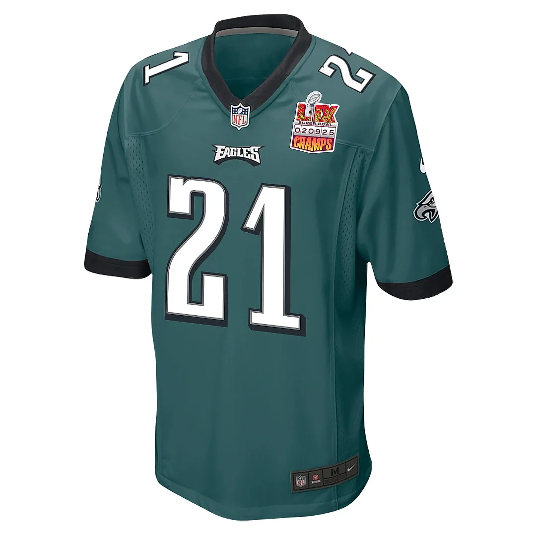 Zennovawear Sydney Brown 21 Philadelphia Eagles Super Bowl LIX Champions Patch Game Men Jersey - Midnight Green