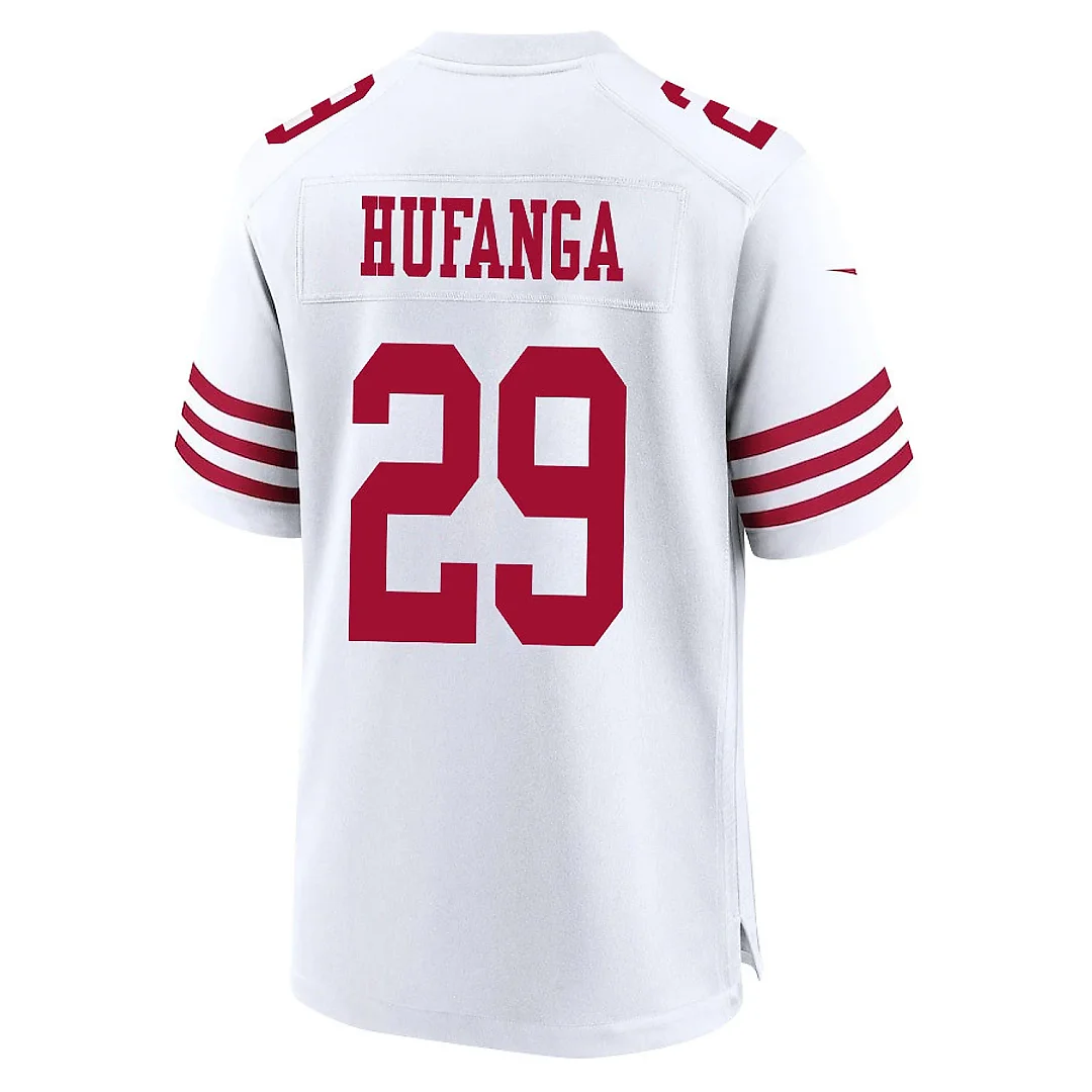 Zennovawear Talanoa Hufanga 29 San Francisco 49ers NFC Champions Patch Game Men Jersey - White