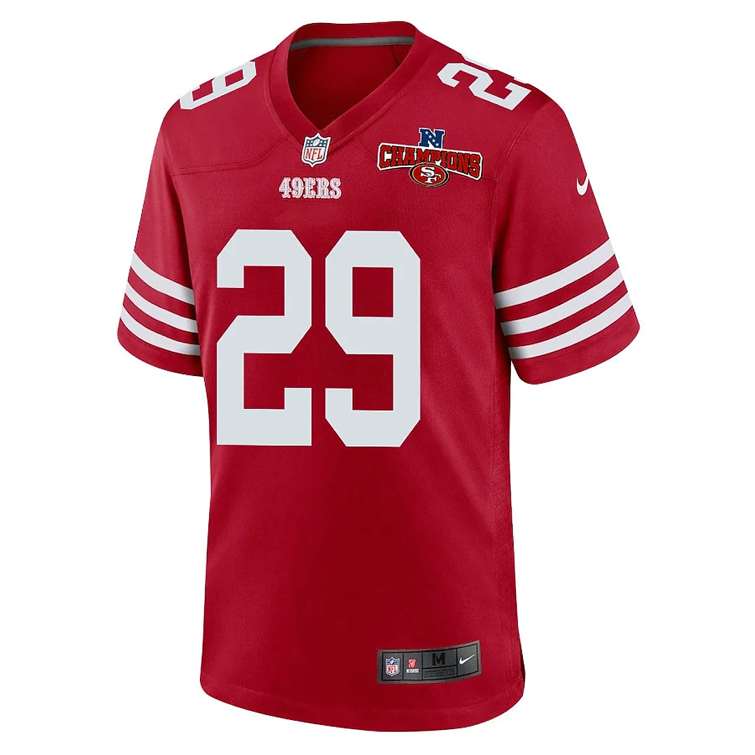 Zennovawear Talanoa Hufanga 29 San Francisco 49ers NFC Champions Patch Game Men Jersey - Scarlet