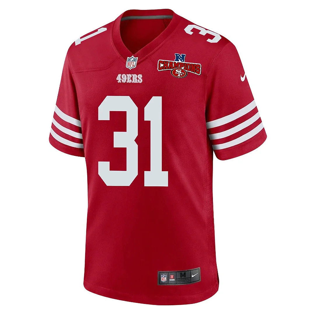 Zennovawear Tashaun Gipson Sr. 31 San Francisco 49ers NFC Champions Patch Game Men Jersey - Scarlet