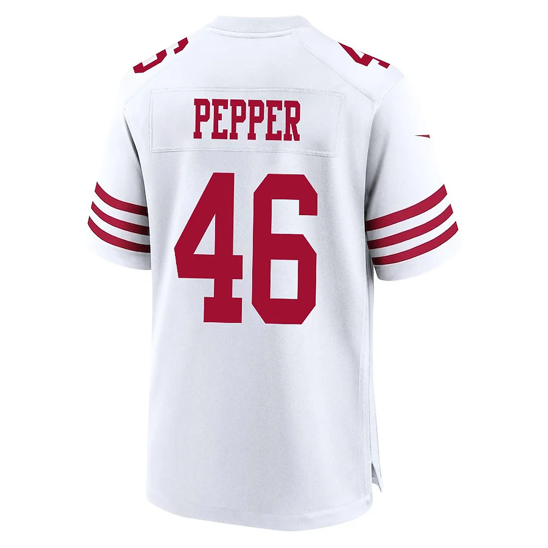 Zennovawear Taybor Pepper 46 San Francisco 49ers NFC Champions Patch Game Men Jersey - White