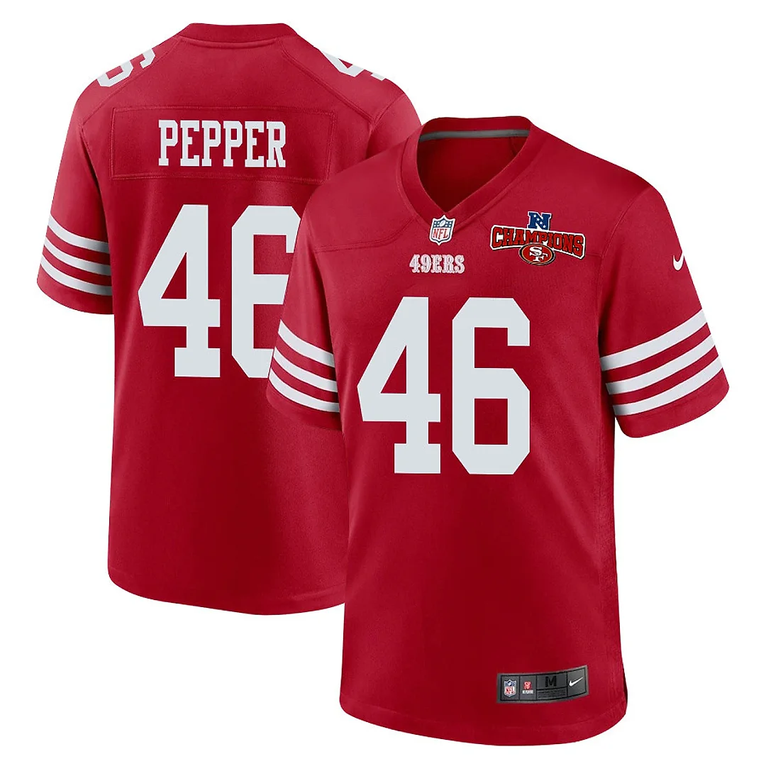 Zennovawear Taybor Pepper 46 San Francisco 49ers NFC Champions Patch Game Men Jersey - Scarlet