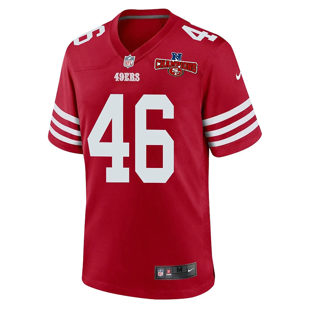 Zennovawear Taybor Pepper 46 San Francisco 49ers NFC Champions Patch Game Men Jersey - Scarlet
