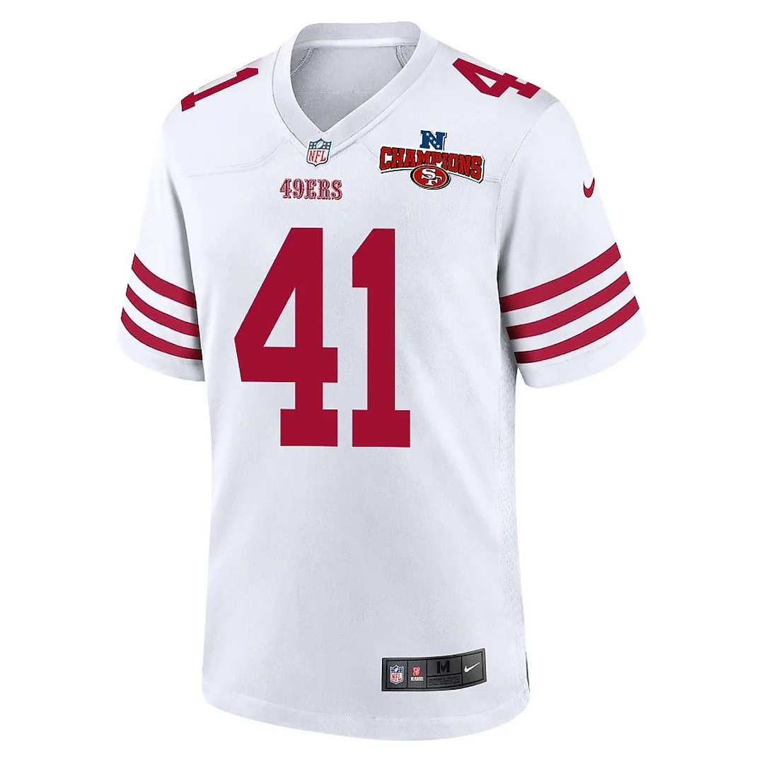 Zennovawear Tayler Hawkins 41 San Francisco 49ers NFC Champions Patch Game Men Jersey - White