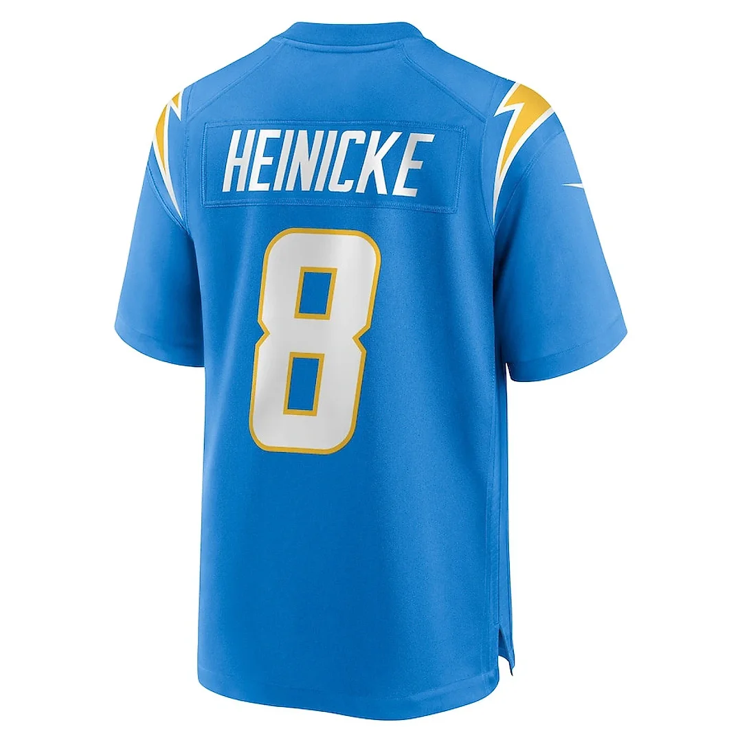 Zennovawear Taylor Heinicke 8 Los Angeles Chargers Team Game Men Jersey - Powder Blue
