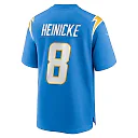 Zennovawear Taylor Heinicke 8 Los Angeles Chargers Team Game Men Jersey - Powder Blue