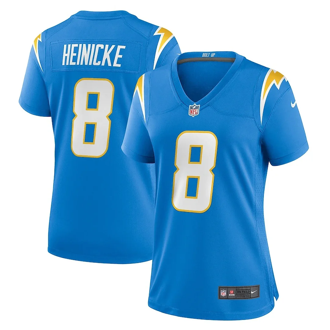Zennovawear Taylor Heinicke 8 Los Angeles Chargers Women's Game Jersey - Powder Blue