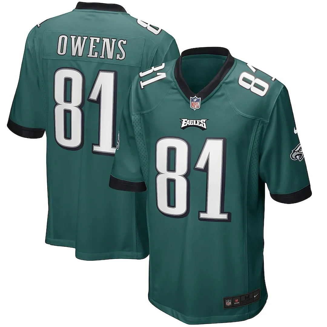 Zennovawear Terrell Owens 81 Philadelphia Eagles Men Game Retired Jersey - Midnight Green