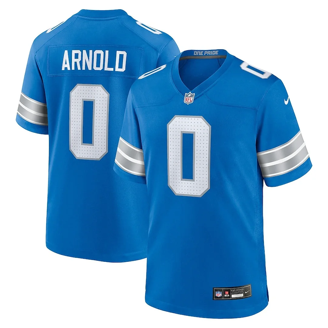 Zennovawear Terrion Arnold 0 Detroit Lions Player Game Men Jersey - Blue