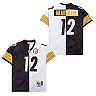 Zennovawear Terry Bradshaw 12 Pittsburgh Steelers Two-Toned Retro Throwback Men Jersey - Black/White