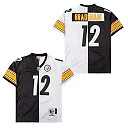Zennovawear Terry Bradshaw 12 Pittsburgh Steelers Two-Toned Retro Throwback Men Jersey - Black/White