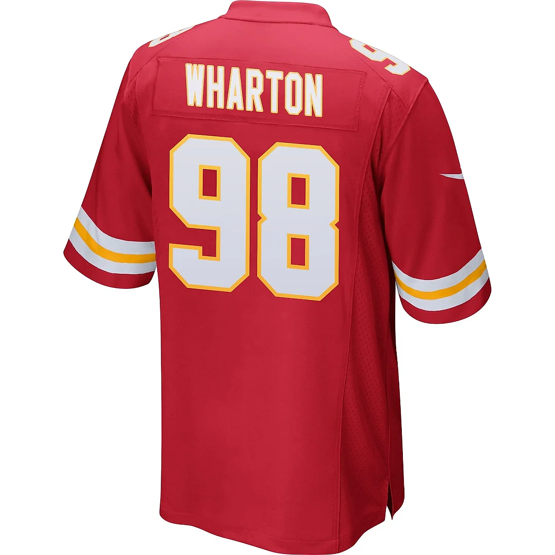 Zennovawear Tershawn Wharton 98 Kansas City Chiefs AFC Champions Patch Game Men Jersey - Red