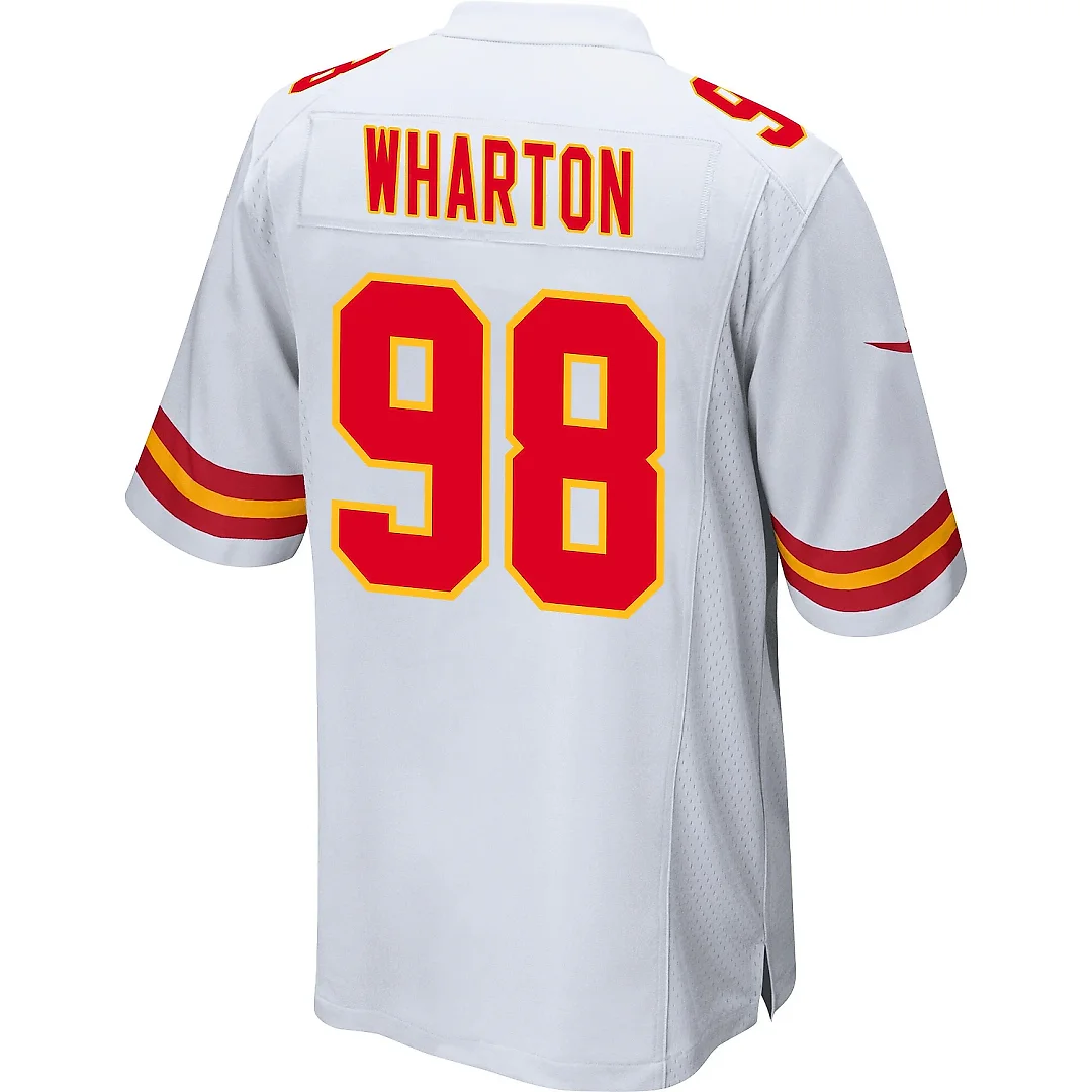 Zennovawear Tershawn Wharton 98 Kansas City Chiefs AFC Champions Patch Game Men Jersey - White