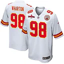 Zennovawear Tershawn Wharton 98 Kansas City Chiefs AFC Champions Patch Game Men Jersey - White