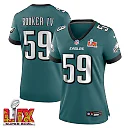 Zennovawear Thomas Booker IV 59 Philadelphia Eagles Super Bowl LIX Women's Jersey - Midnight Green