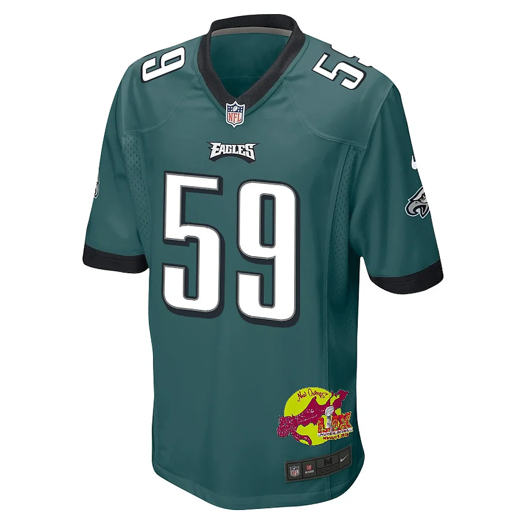 Zennovawear Thomas Booker IV 59 Philadelphia Eagles Super Bowl LIX New Orleans Patch Game Men Jersey - Midnight Green