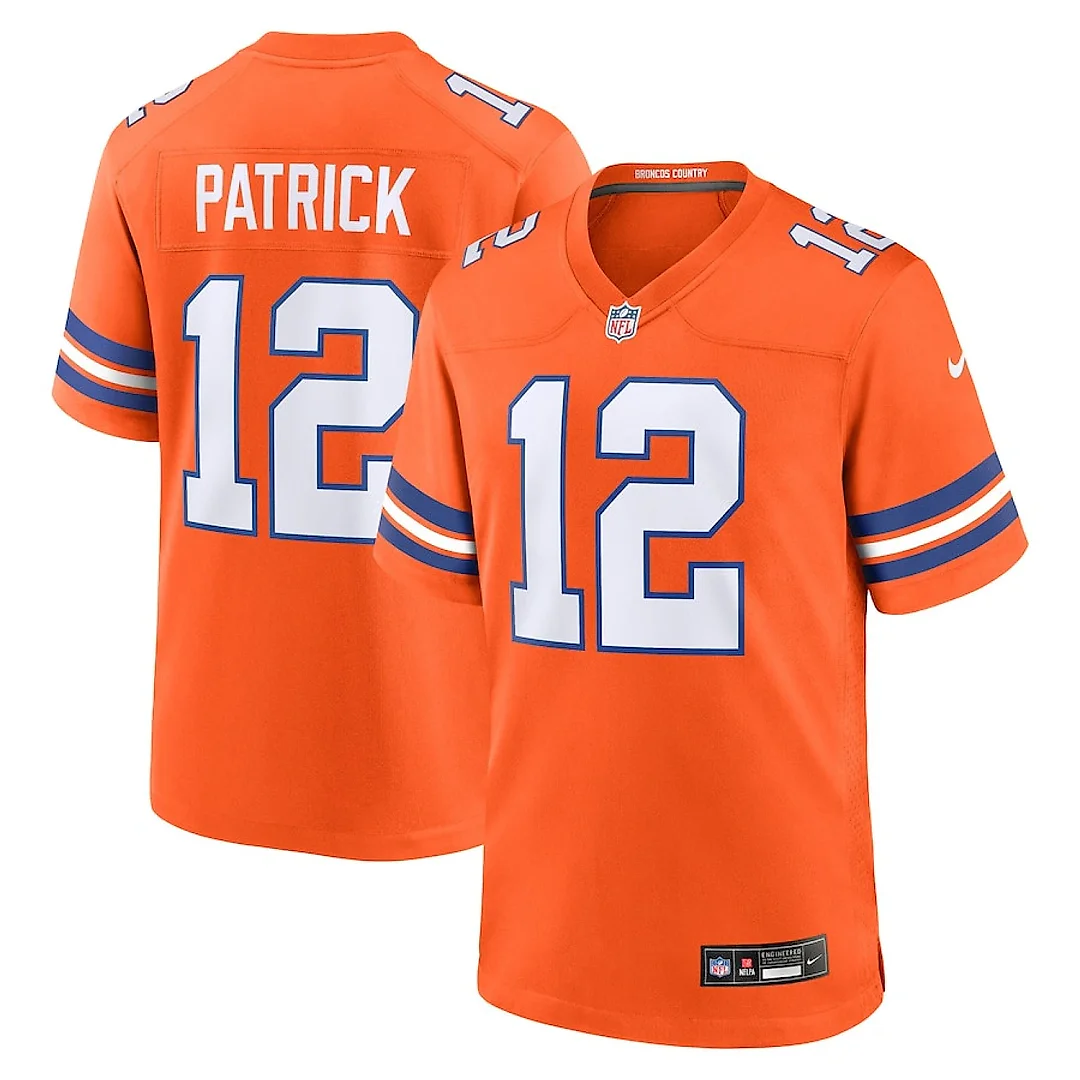 Zennovawear Tim Patrick 12 Denver Broncos Mile High Collection 1977 Throwback Player Game Men Jersey - Orange
