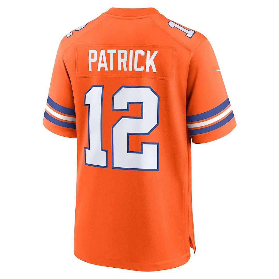 Zennovawear Tim Patrick 12 Denver Broncos Mile High Collection 1977 Throwback Player Game Men Jersey - Orange