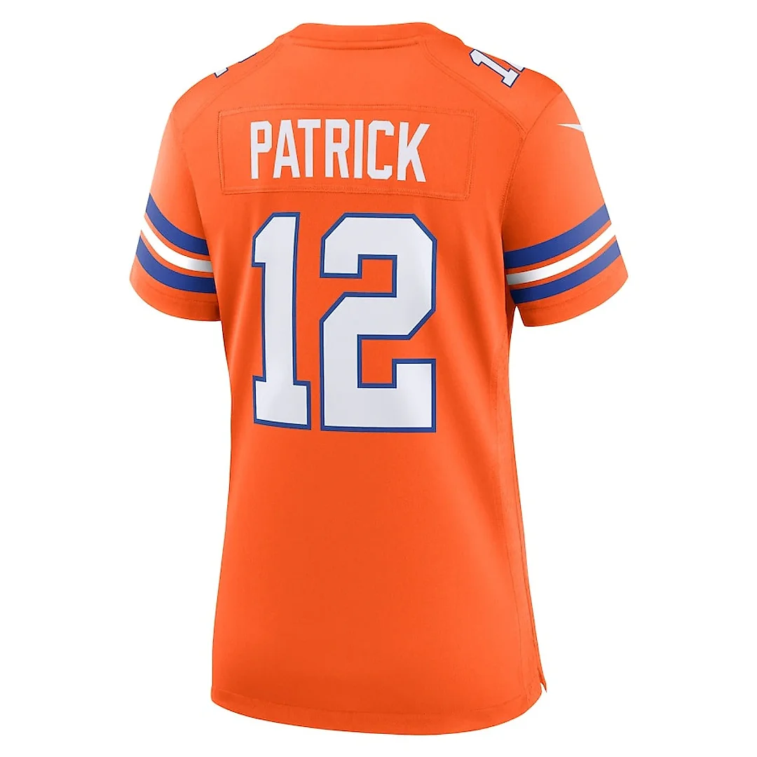 Zennovawear Tim Patrick 12 Denver Broncos Women's Mile High Collection 1977 Throwback Player Game Jersey - Orange