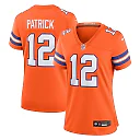 Zennovawear Tim Patrick 12 Denver Broncos Women's Mile High Collection 1977 Throwback Player Game Jersey - Orange