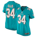 Zennovawear Tino Ellis 34 Miami Dolphins Women Home Game Jersey - Aqua