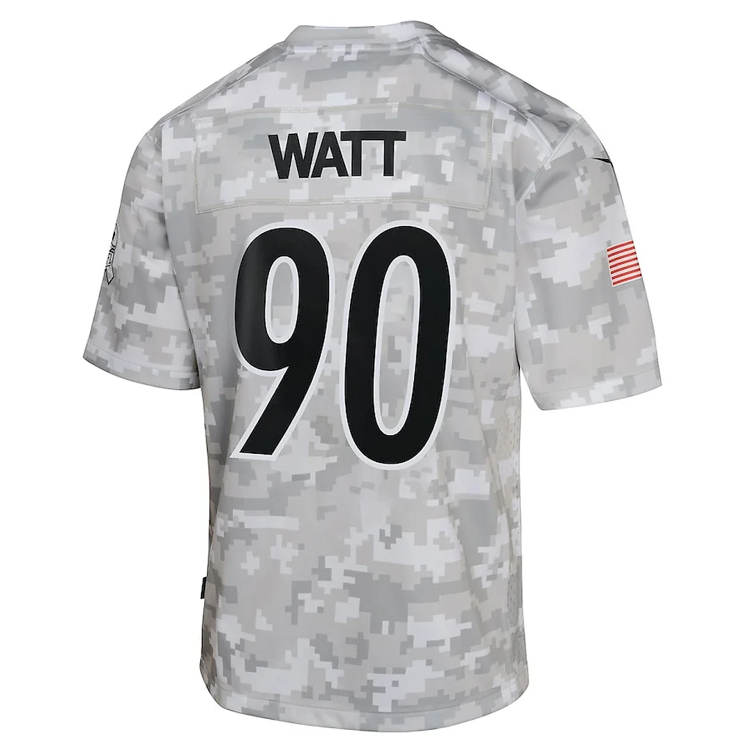 Zennovawear T.J. Watt 90 Pittsburgh Steelers 2024 Salute to Service Game YOUTH Jersey - Arctic Camo