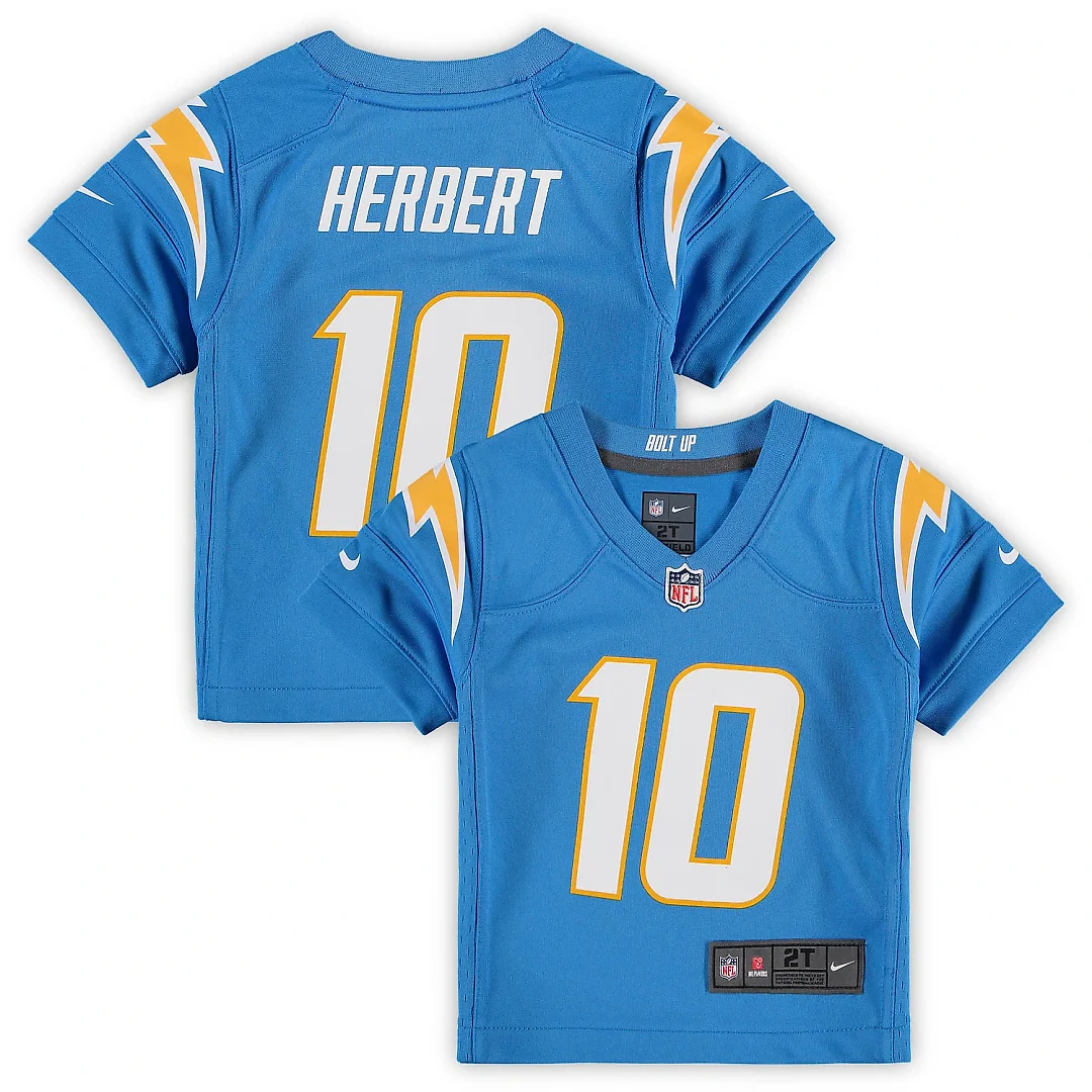 Zennovawear Justin Herbert Los Angeles Chargers Toddler Game Jersey - Powder Blue