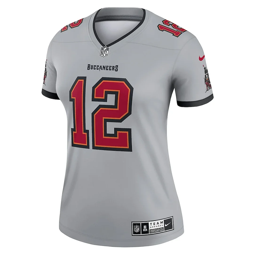 Zennovawear Tom Brady 12 Tampa Bay Buccaneers Women Inverted Legend Jersey - Gray
