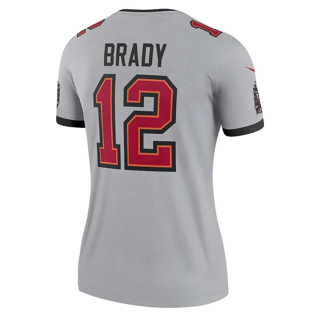 Zennovawear Tom Brady 12 Tampa Bay Buccaneers Women Inverted Legend Jersey - Gray