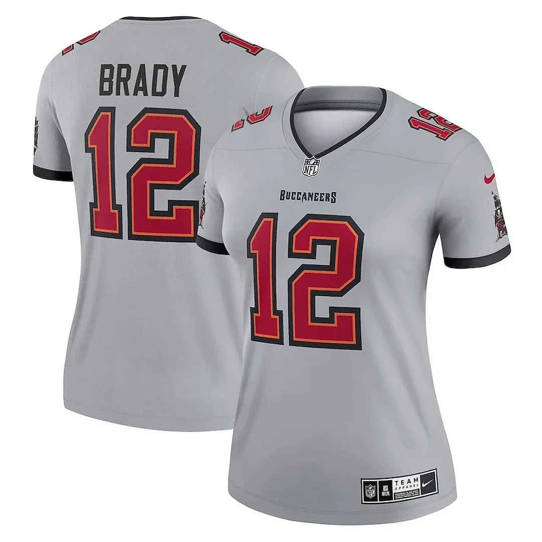 Zennovawear Tom Brady 12 Tampa Bay Buccaneers Women Inverted Legend Jersey - Gray
