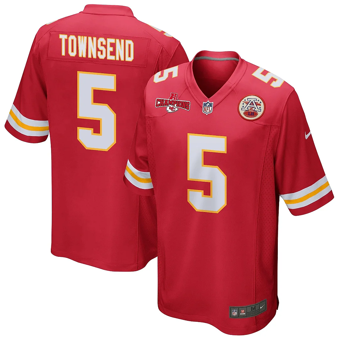 Zennovawear Tommy Townsend 5 Kansas City Chiefs AFC Champions Patch Game Men Jersey - Red