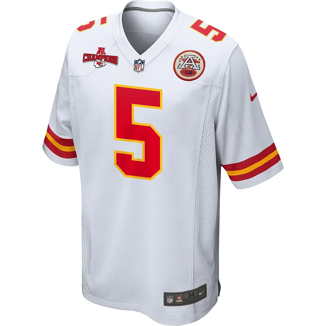 Zennovawear Tommy Townsend 5 Kansas City Chiefs AFC Champions Patch Game Men Jersey - White
