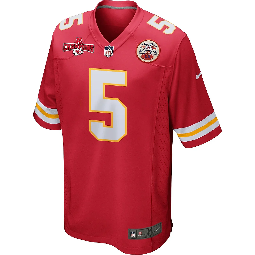 Zennovawear Tommy Townsend 5 Kansas City Chiefs AFC Champions Patch Game Men Jersey - Red
