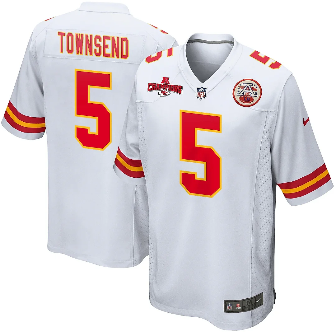 Zennovawear Tommy Townsend 5 Kansas City Chiefs AFC Champions Patch Game Men Jersey - White
