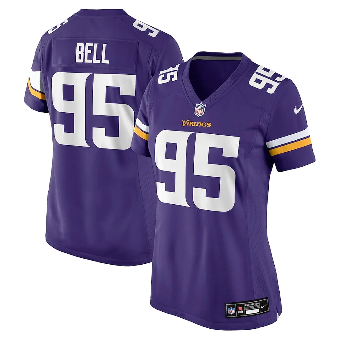 Zennovawear Travis Bell 95 Minnesota Vikings Women's Game Jersey - Purple