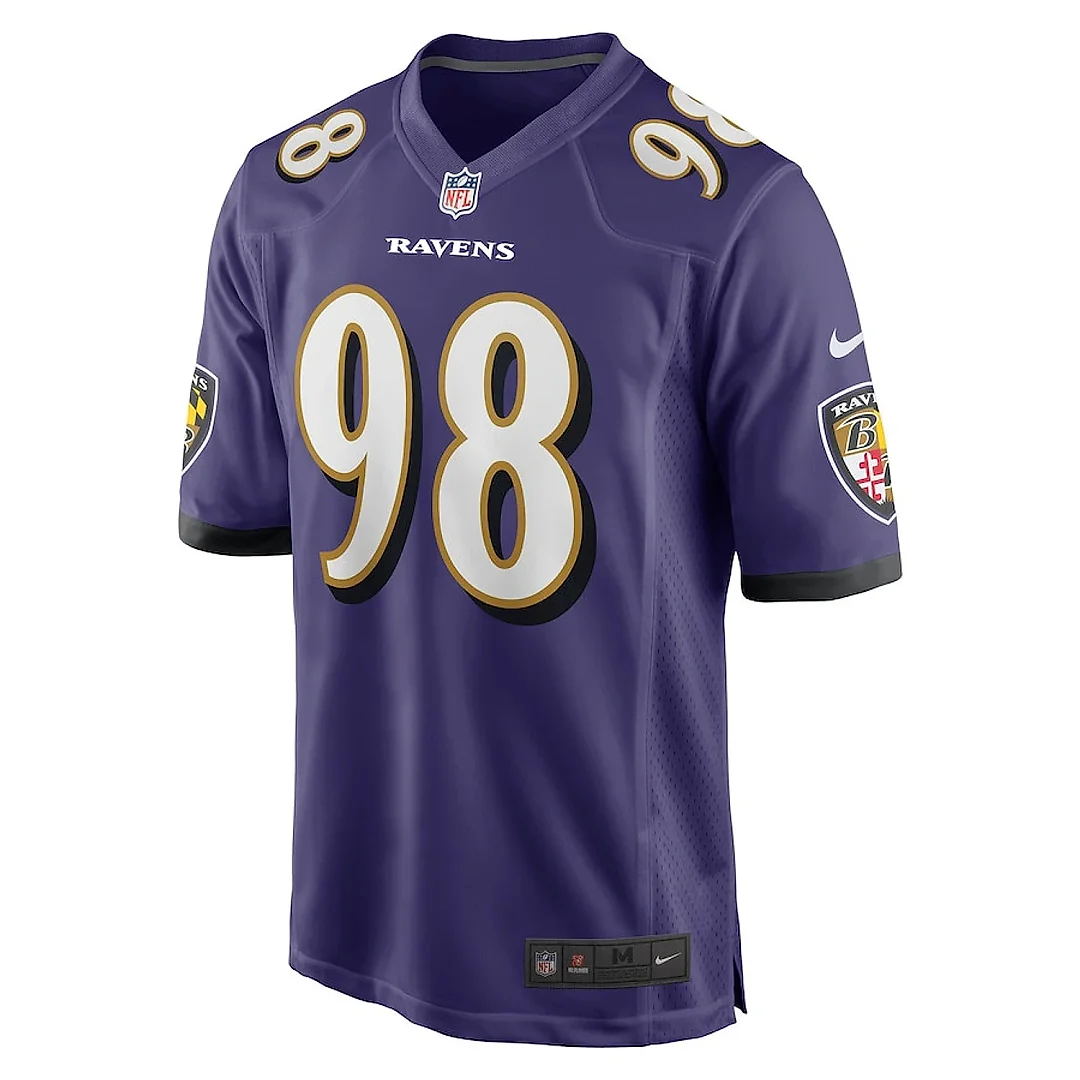 Zennovawear Travis Jones 98 Baltimore Ravens Team Game Men Jersey - Purple