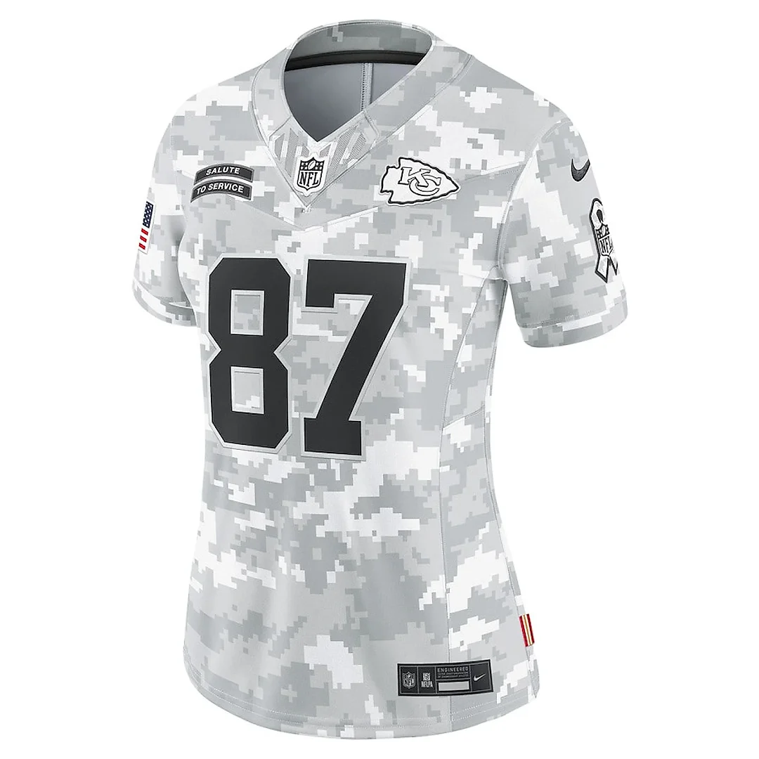 Zennovawear Travis Kelce 87 Kansas City Chiefs Women's 2024 Salute to Service Limited Jersey - Arctic Camo