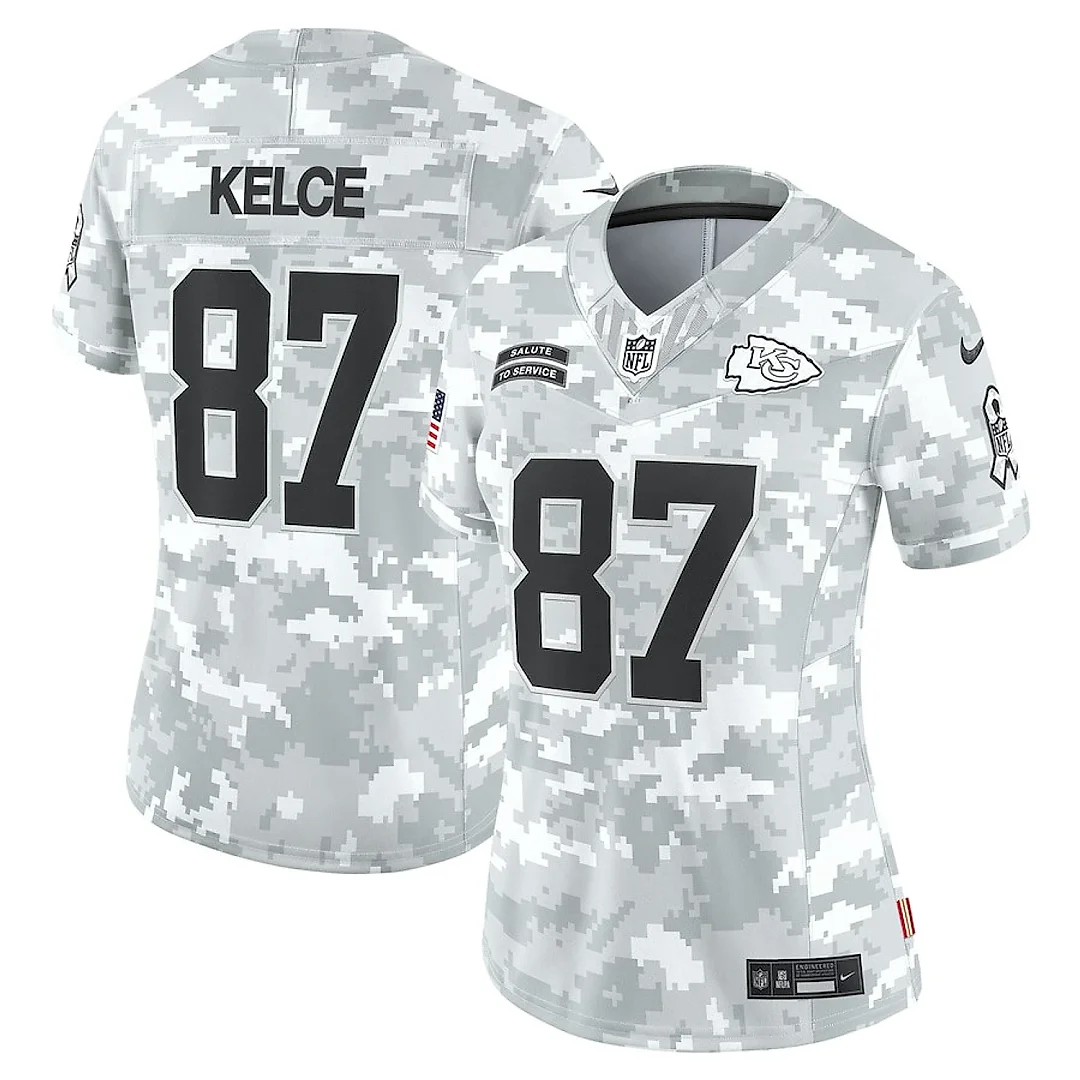 Zennovawear Travis Kelce 87 Kansas City Chiefs Women's 2024 Salute to Service Limited Jersey - Arctic Camo