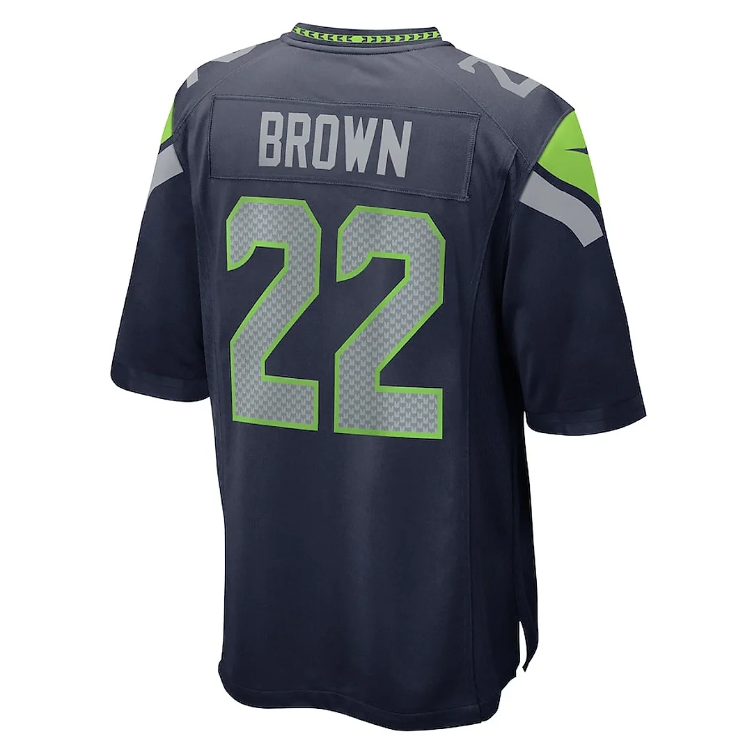 Zennovawear Tre Brown 22 Seattle Seahawks Game Men Jersey - College Navy