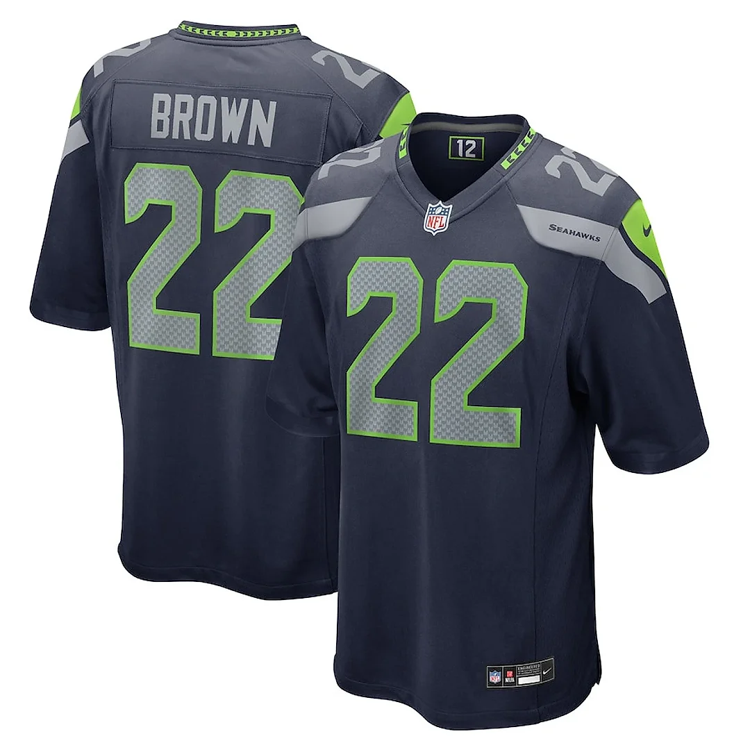 Zennovawear Tre Brown 22 Seattle Seahawks Game Men Jersey - College Navy